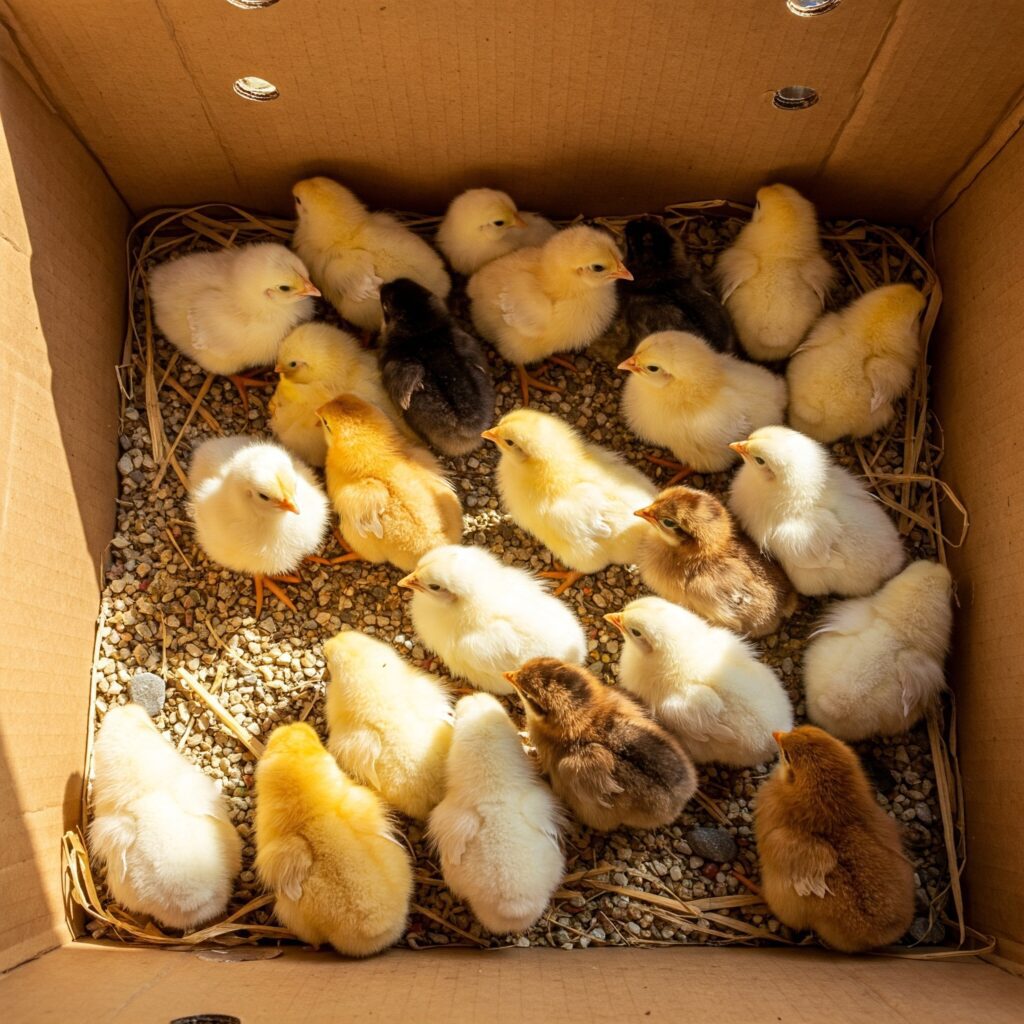 baby chicks in a box